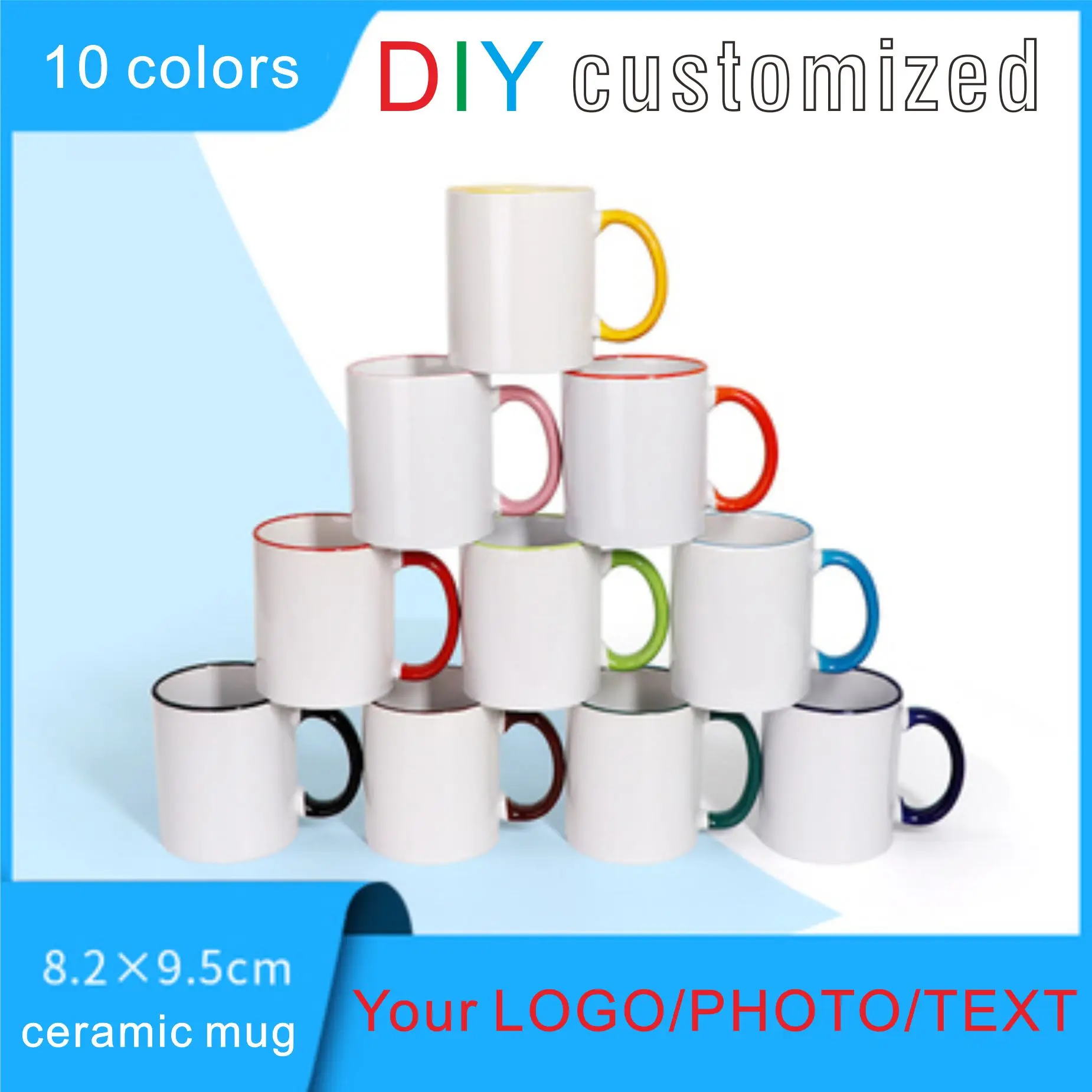 DIY Ceramic Mug Color Handle Cups Customize Print LOGO Personalize Photo Picture Image TEXT Cute Gifts for Lovers Friends Family