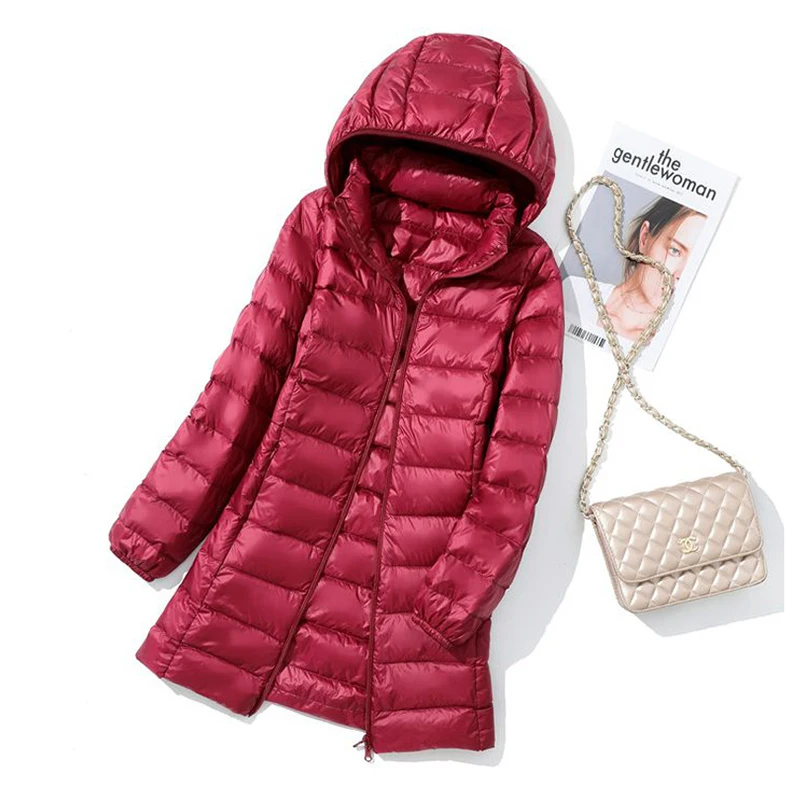 SEDUTMO Winter Lange Frauen Unten Mantel Plus Größe 5XL Ultra Licht Dünne Puffer Jacke Dünne Beiläufige Entfernen Mit Kapuze Parka ED1580