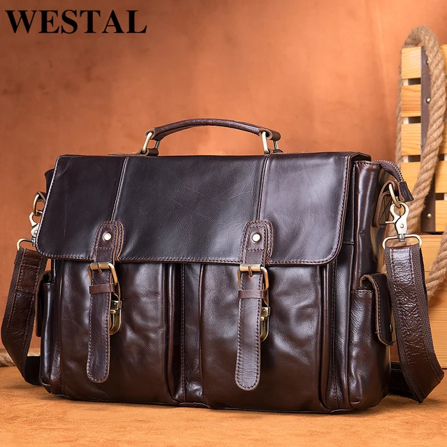 WESTAL męska torba z prawdziwej skóry Vintage torebka Casual poziome męskie torby na ramię torba Crossbody dla mężczyzn 8942