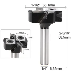 Broca de enrutador con cortador de fresado, brocas de carburo cementado para carpintería, estilo de inserción, Spoilboard, taladro indexable, 6,35mm, 6mm, 1 ud.