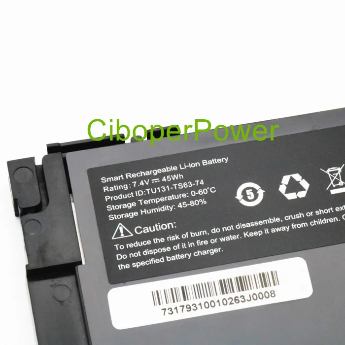 Original quality 7.4V 45WH TU131-TS63-74 TU131 Laptop Battery For XPS13 8808 U13S881 U33X UX32K U731 TU131-TS63-74