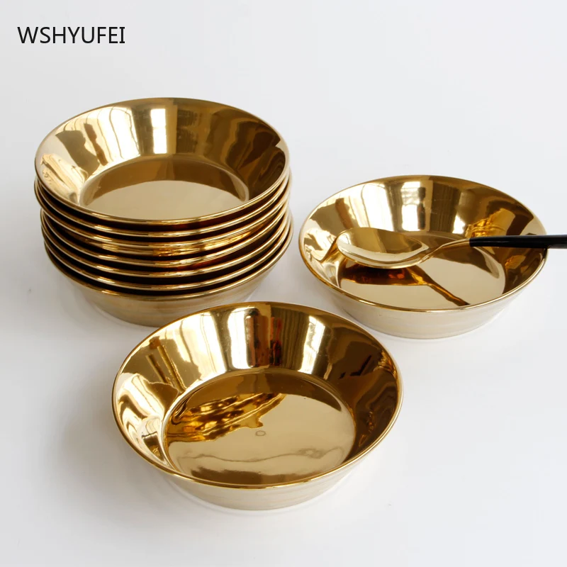 Defective special price Western food soup plate tableware exquisite household vegetable bronzing decoration hotel plate