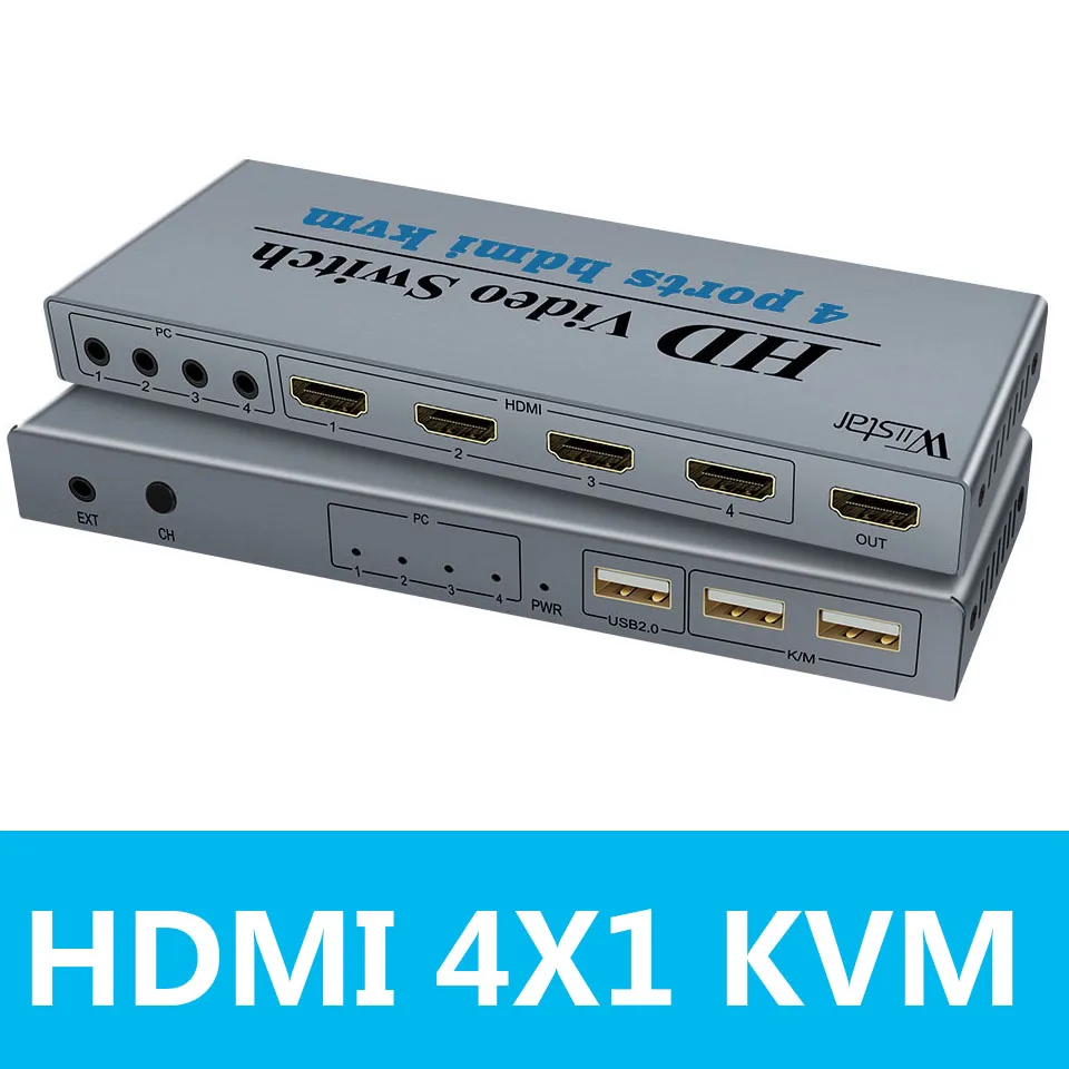 

4K Switch KVM HDMI 4 Input 1 Output Switcher 3-port USB HDMI KVM Switch 4X1 4kX2K/30HZ HDCP1.2 for PC laptop windows&macs