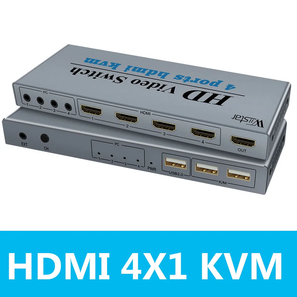 

4 Port KVM Switch 4K USB KVM Switcher 4 in 1 Out Hot USB for Mouse Keyboard for Win7 Win10 for MAC for PlayStation 2