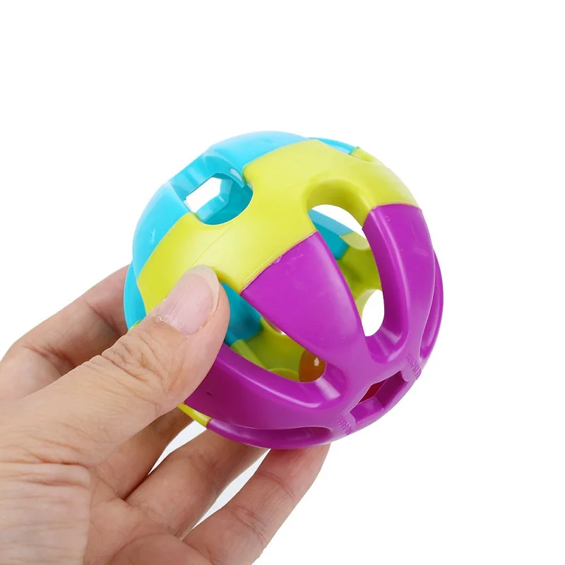 7cm ABS Ball Chewing Toy Biting Toy with Bell Parakeet Parrot Pet Supply Pet Bird  Toy Multicolor Training Toys Interactive