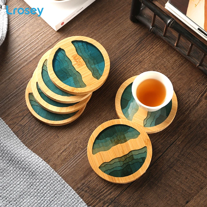 Art Coaster Placemat Fresh Wood Cup Holder Table Mat Pad Non-slip Heat Insulation Cup Mat Kitchen Accessories Coffee Cup Coaster