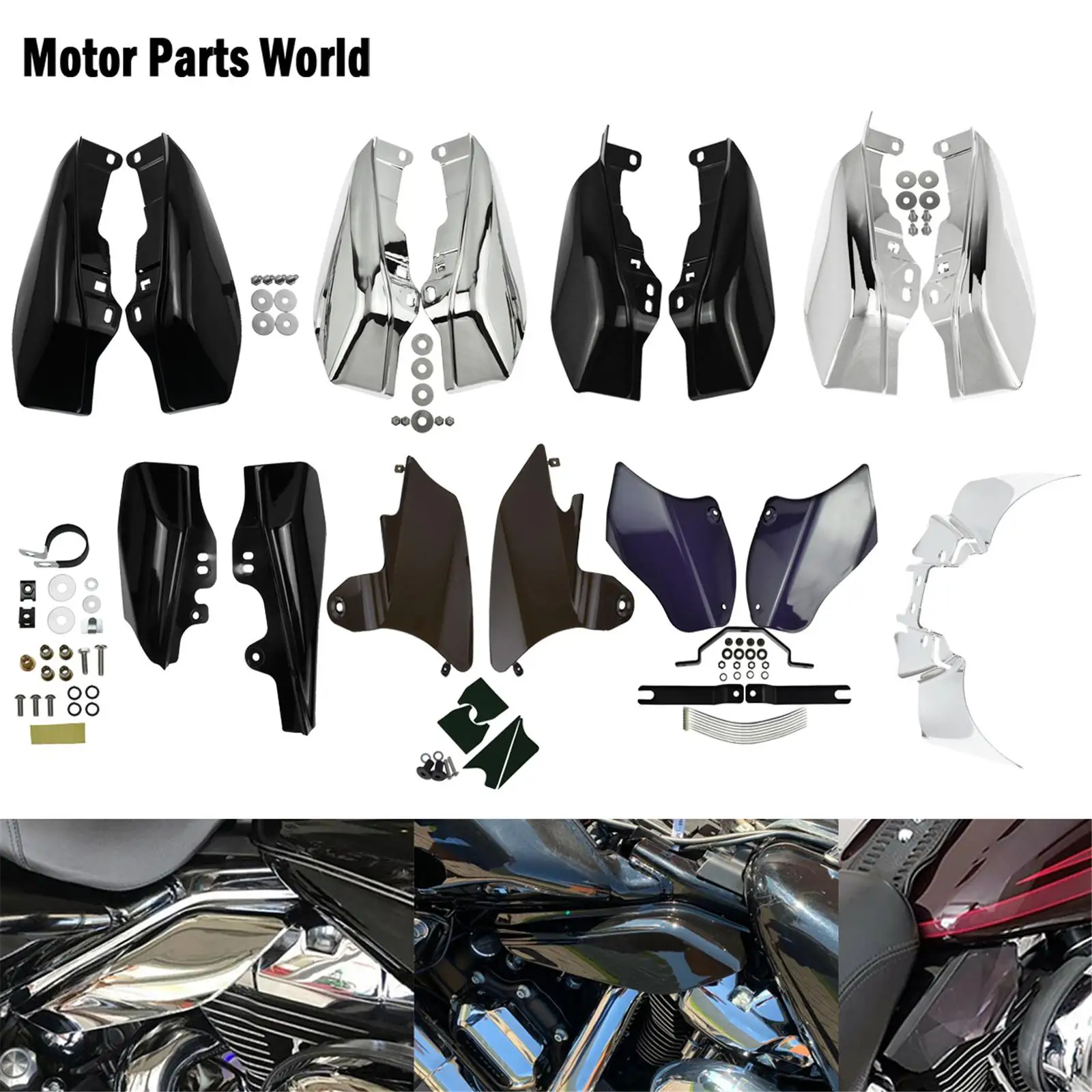 

Motorcycle Heat Shield Mid-Frame Air Deflector Trim For Harley Touring Street Glide Road King FLTR FLHX Softail Dyna Fatboy FXD