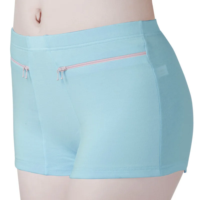 Plus Size Women Safety Short Pants Soft Boyshort Under Skirt Shorts With Zipper Pockets Breathable Theft-proof Female Underwear