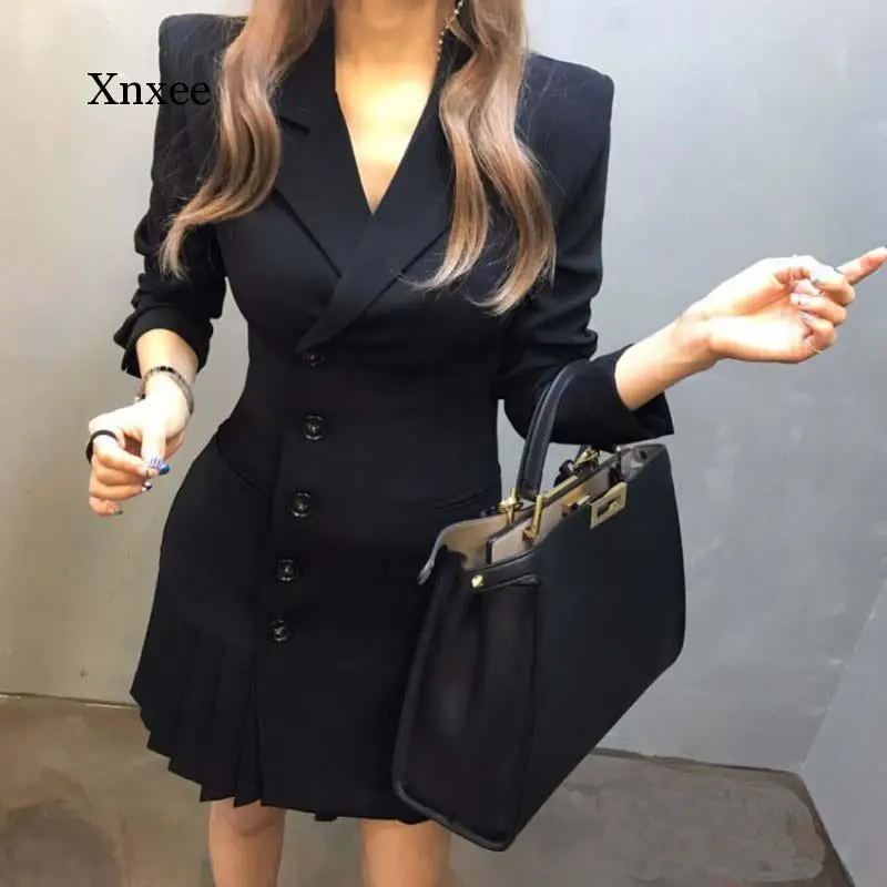 2021 Office Blazer Dresses Black Red Formal Wear Elegant Women Double Breasted Jacket Female Suit Spring Sexy Ladies Clothes New