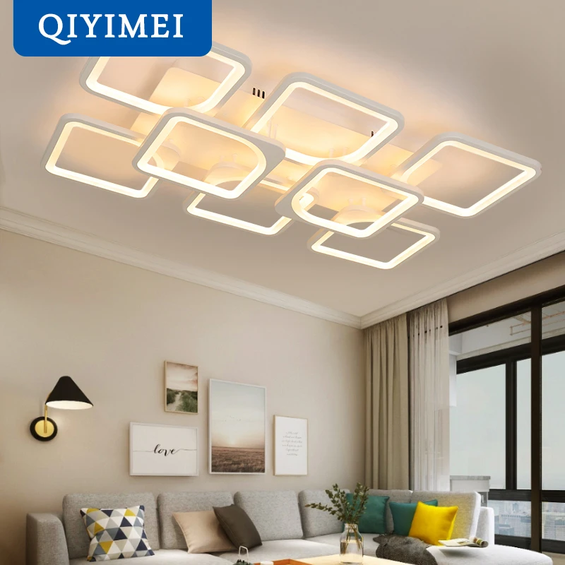 

QIYIMEI Modern LED Chandeliers Dimmable White Indoor Lights For Bedroom Study Living Room Acrylic Lighting Fixture luster Lamps