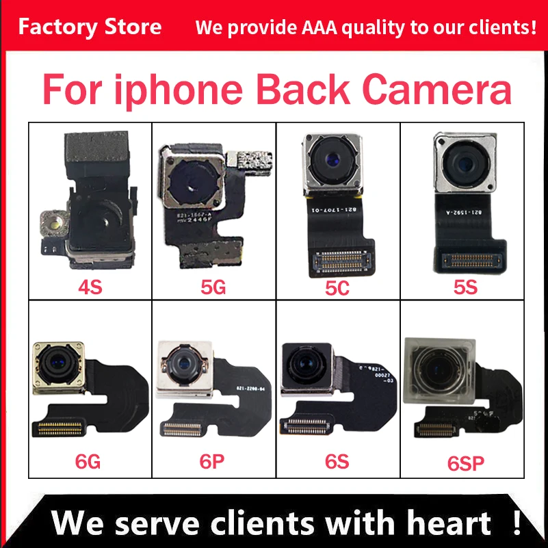 Original Camera For iPhone 4S 5G 5S 5C SE 6G 6 Plus 6S 6S Plus Rear Camera Back Camera Flex Cable Repair Phone Part