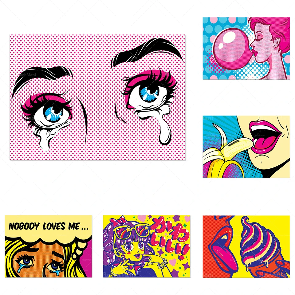 Retro poster pop art superb Warhol Lichtenstein style modern home decoration canvas wall art prints unique gifts