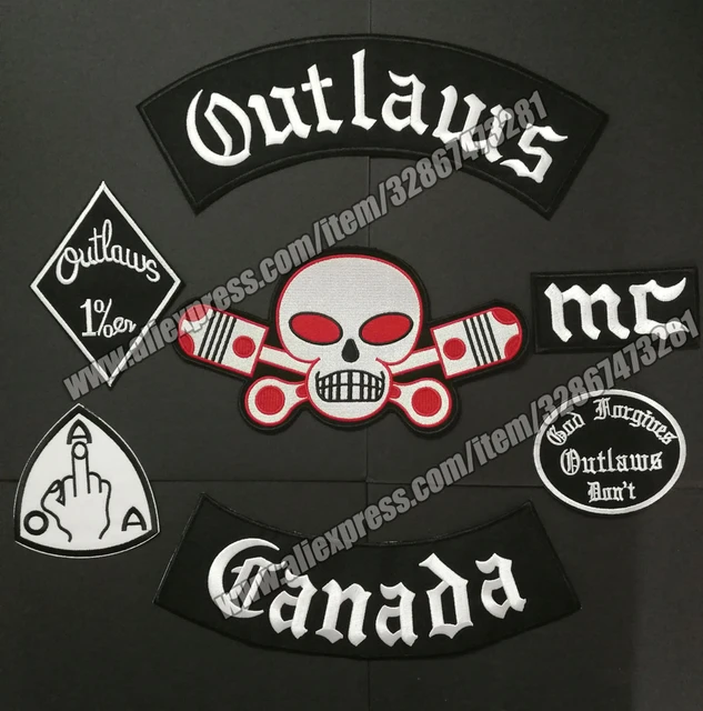 Outlaws Hells Patches Canada Embroidered Iron on Biker Patches 