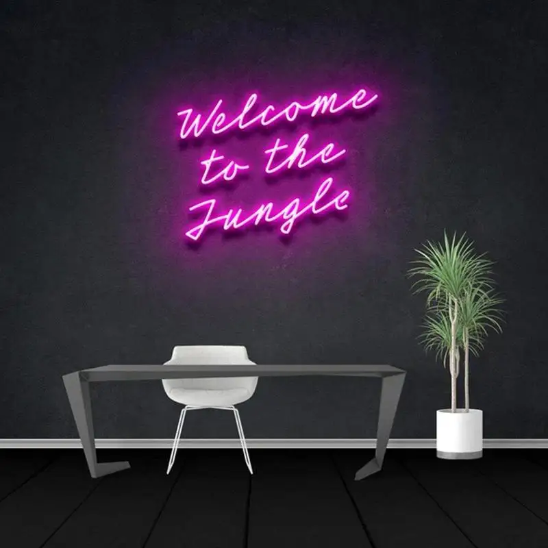 Welcome To The Jungle Led Neon Sign Custom Decoracion Display Acrylic Flex Cartel Cool Light For Shop Party Gift Home Wall Decor