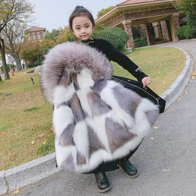 2024 Fashion Children's Winter warm parka for girl Thick big Faux Fur collar Coat kids Clothes Snowsuit Jacket overcoat clothing