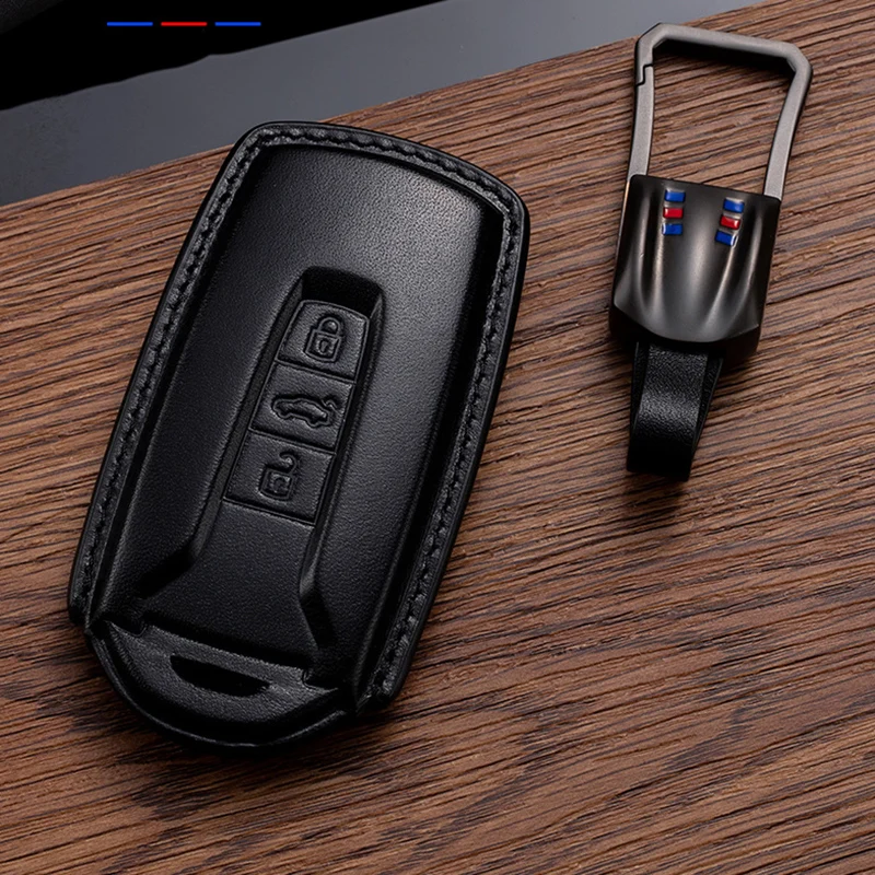 Genuine Leather 3 D Key Cover Case for VW Volkswagen Touareg 2018 2019 2020 2021 Cover 3 Button Remote Car Accessories