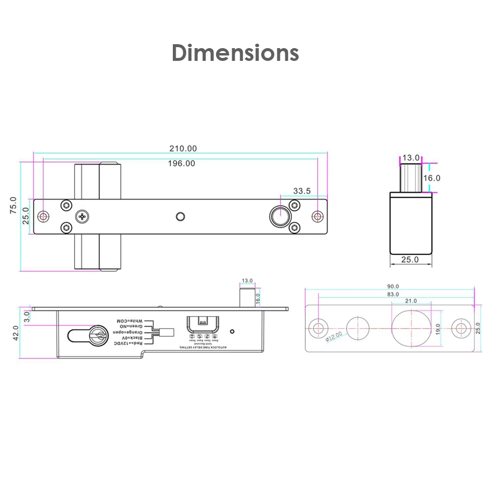 Electric Magnetic Lock Electronic Door Lock Electric Mortise Bolt Lock Mortise lock Time Delay NO Fail secure