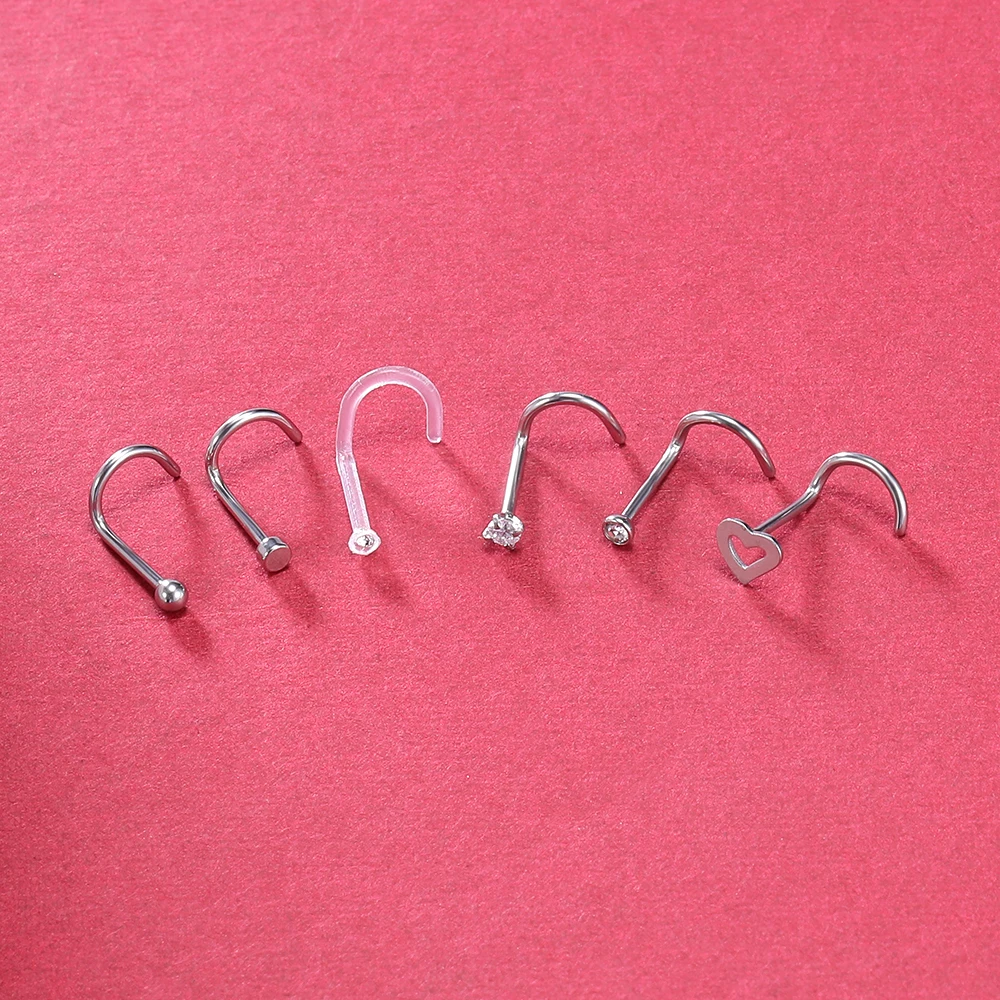 ZS 6PCS Mode Nase Septum Piercing Bolzen Set 18G Edelstahl Nase Septum Bolzen Körper Piercing Schmuck für Nase Piercing – Detail 5