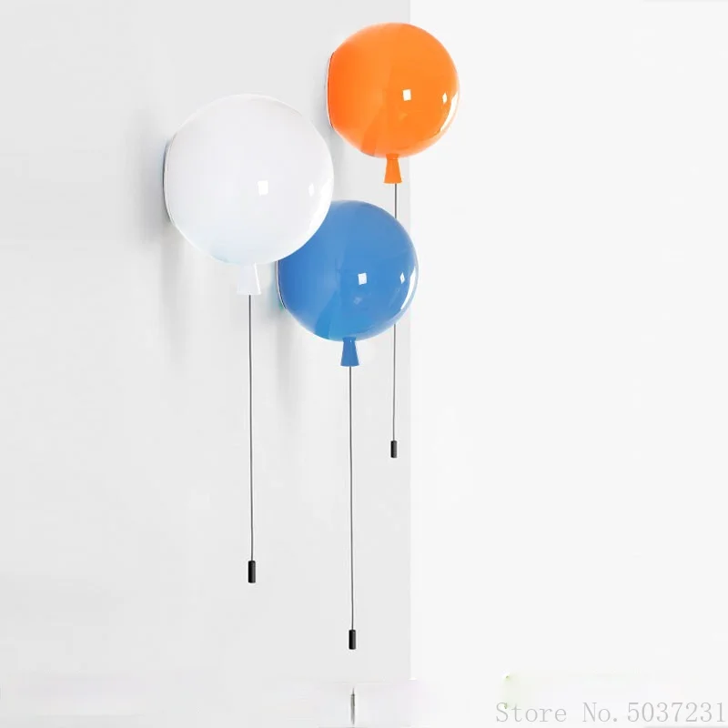 Lámpara de techo Simple moderna, lámpara de globo acrílico, lámpara de pared para dormitorio, luces LED para habitación de niños, decoración de