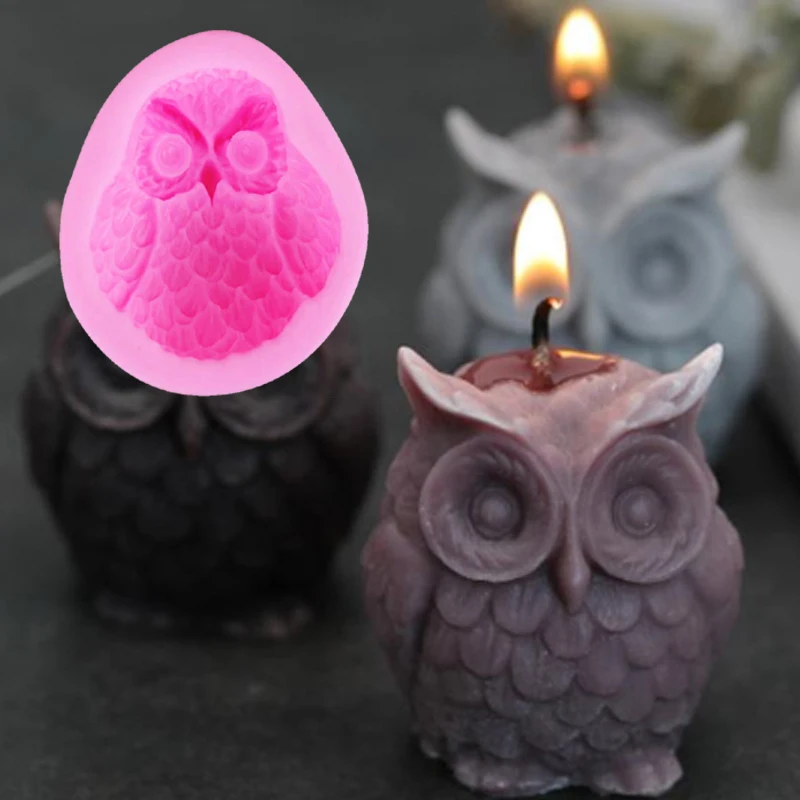 3D Owl Candle Silicone Molds Handmade DIY Wax Soap Mould Mousse Chocolate Cake Gumpaste Ice Ceram Chocolate Sugar F1061