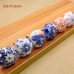 LSTABAN American Ceramic Handle Retro Blue And White Porcelain Drawer Cupboard Door Wardrobe Chest Of Drawers Door Handle