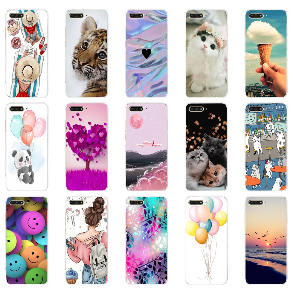 case cover for huawei Y6 2018 case back cover full 360 protective soft tpu sillicone Coque cute 5