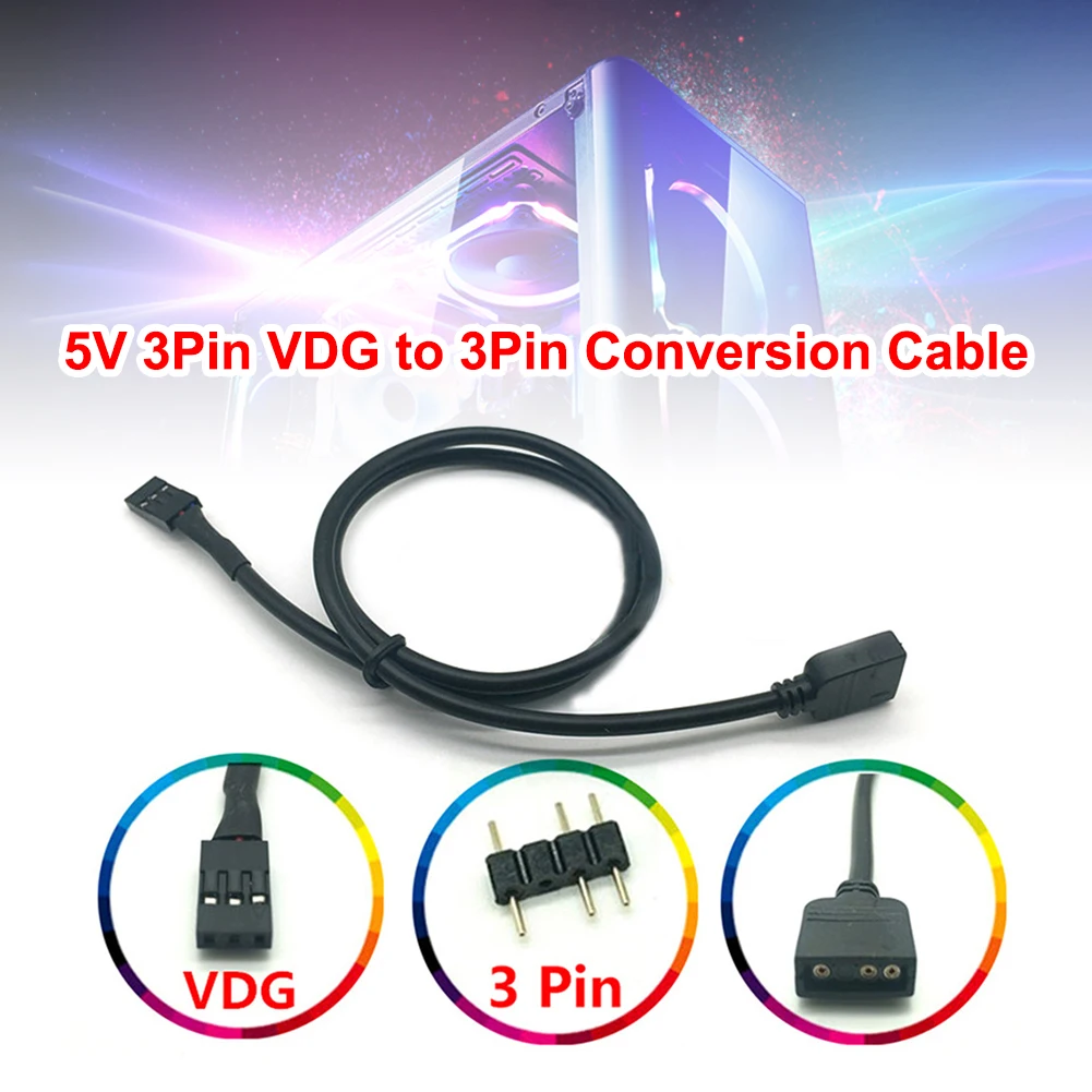 30cm/50cm Motherboard SYNC Header Adapter Cable for Gigabyte RGB 5V 3 Pin VDG to Normal 3 Pin Conversion Line Connector Dropship