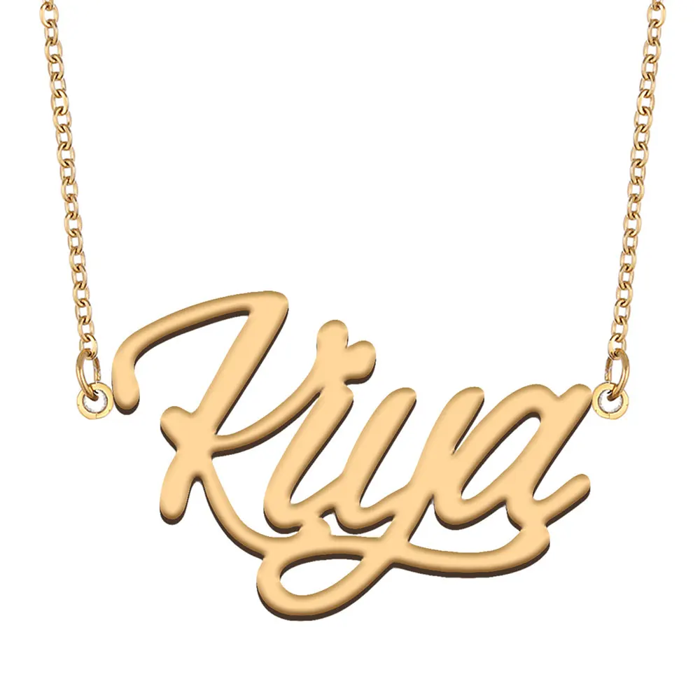 

Kiya Name Necklace for Women Personalized Stainless Steel Jewelry Gold Plated Nameplate Pendant Femme Mothers Girlfriend Gift