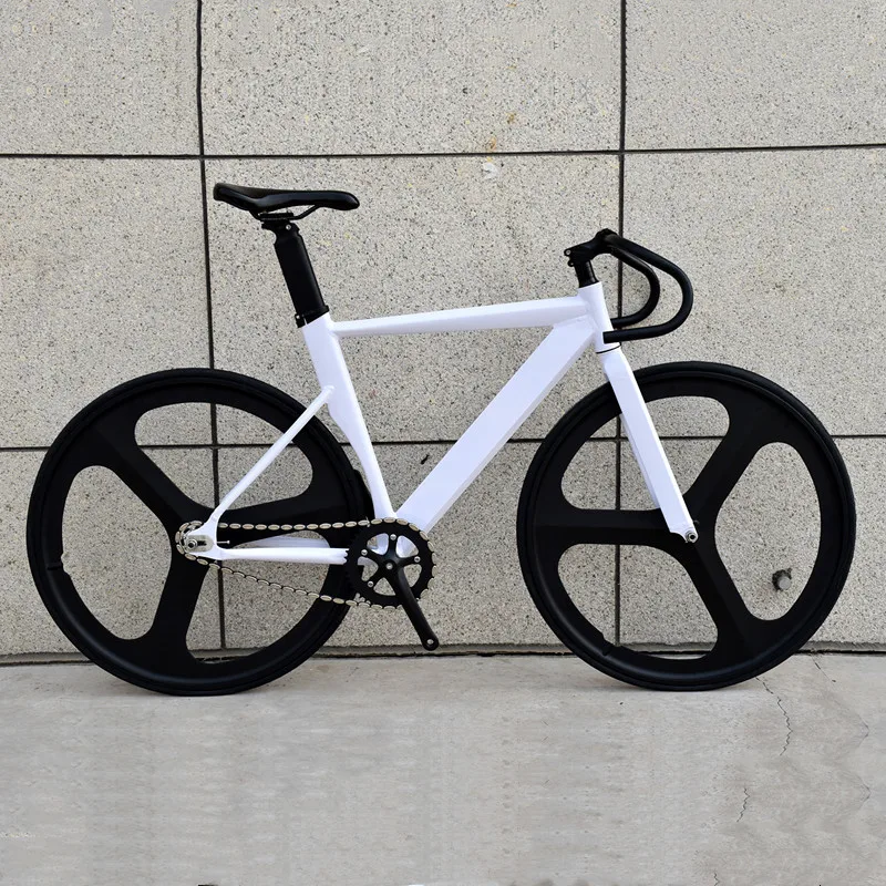 Fixed Gear Bike 700C Muscular Aluminum Alloy Frame 48cm 52cm 56cm Bike Track Bicycle Fixie Bike with 3 Spoke wheel and V Brake