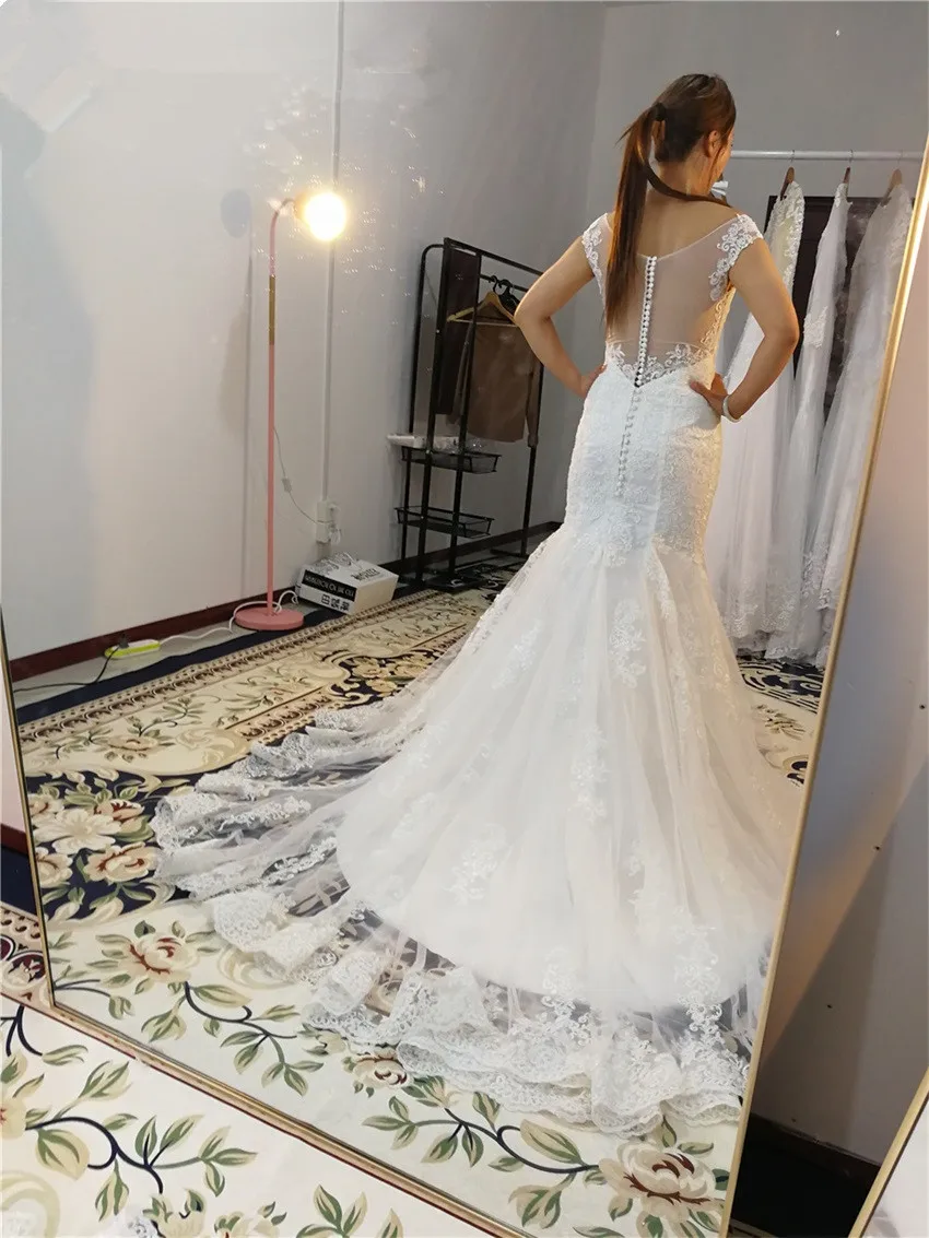 Robe de mariée sirène, effet d'illusion, dos perlé, Tulle, nouvelle collection 2020