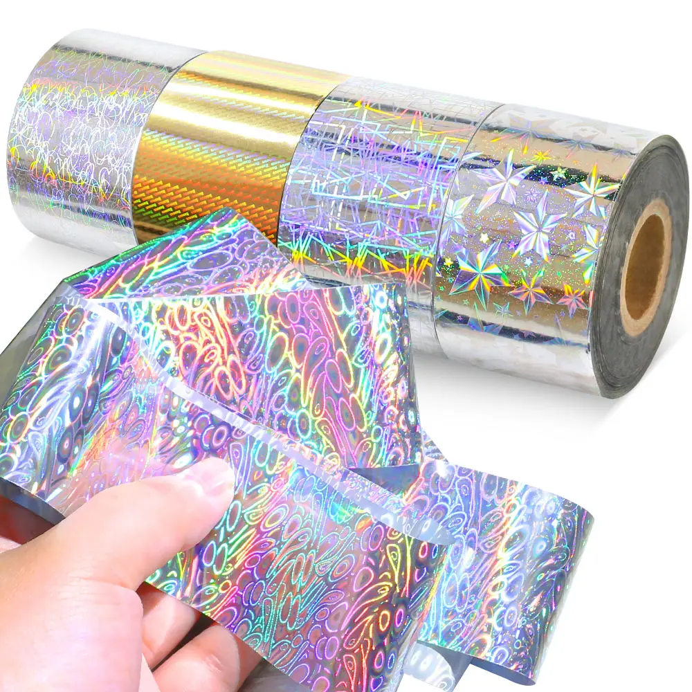 120M/Roll Holo Transfer Foil Nail Art Holographic Design Abstract Art Stickers 5 Patterns Available For Nails Foil DIY Nail Wrap