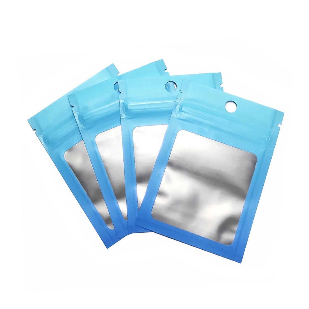 

100pcs Flat Self Seal Aluminum Foil Clear Window Plastic Zipper Bags Food Candy Jewelry Gift Packaging Resealable Ziplock Bag