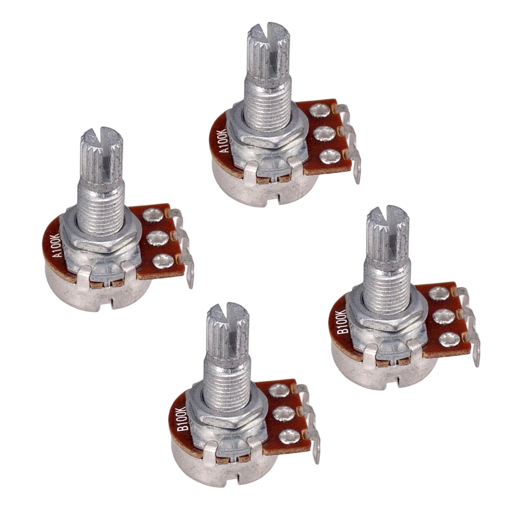 Long Split 18mm Shaft 100K Guitar Potentiometer Pot 4pcs Split Guitar Volume & Tone Pot Control Audio Taper Potentiometer