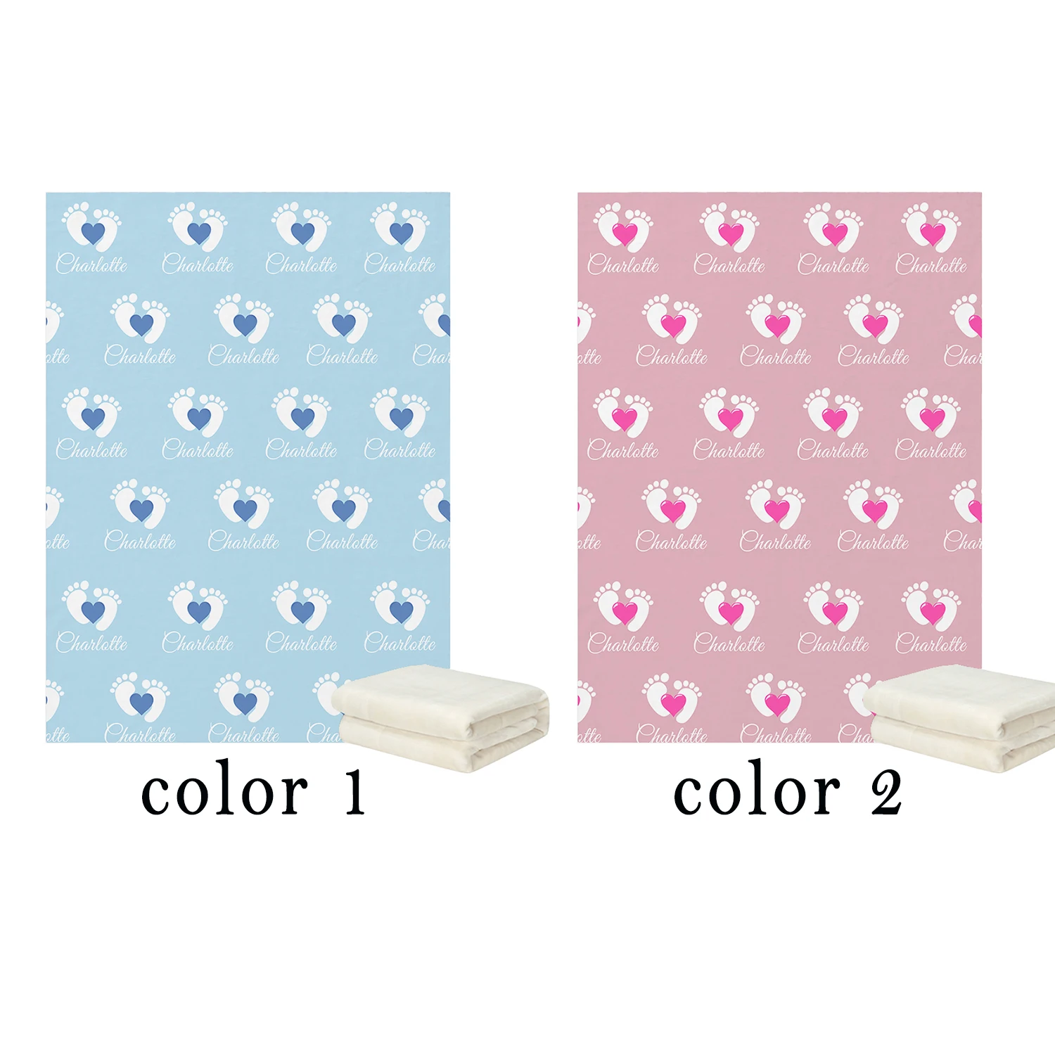 

LVYZIHO Personalized Name Feet Heart Baby Blanket - 30x40 / 48x60 / 60x80 Inches - Flannel Fleece Blanket