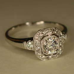 Fashoin Women Jewelry Princess Cut Zircon Wedding Band Engagement Rings Bridal Ring Set Gifts Size 6-10