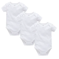 3Pcs/Lot Newborn Baby Bodysuits Solid White Cotton Short Sleeve Onesies Infant Basic Rompers Jumpsuits Baby Clothes 0-24M