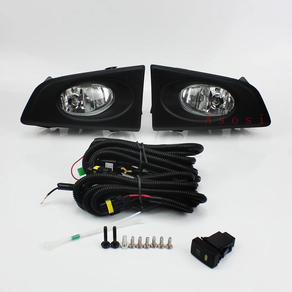 For Honda FIT/JAZZ G TYPE 2008 2009 2010 (LHD) Clear Spot Fog Light Driving Lamps Full Kit Right+Left Side w/Bulb Wire Bezel