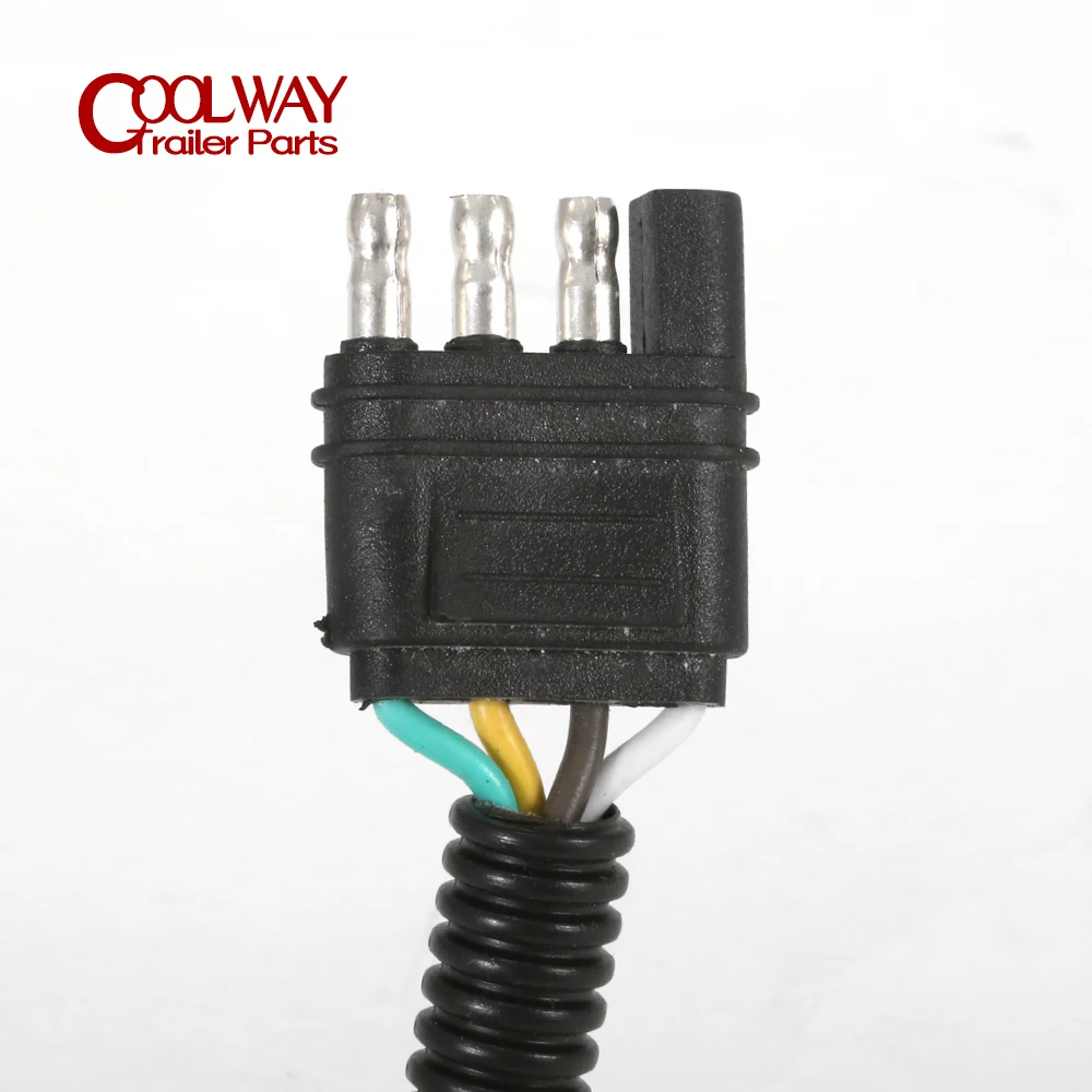 Trailer Tow Wiring Harness 4 Pin Flat Plug To 7 Way European Style Round Trailer Socket Adapter RV Connector Camper Accessories