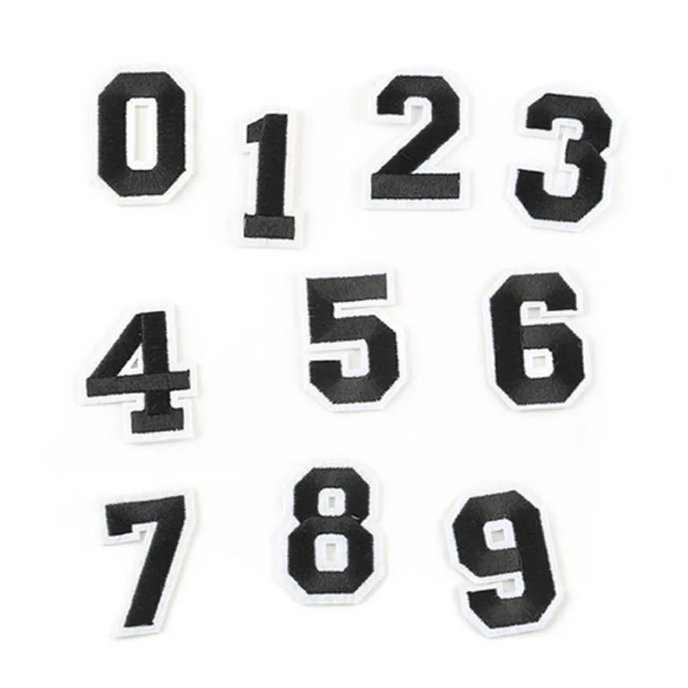 Wholesale 1 Set 10pcs Number Embroidered Patches Sticker Heat Labels Sew Iron On Applique DIY Apparel Clothing Dress Bag