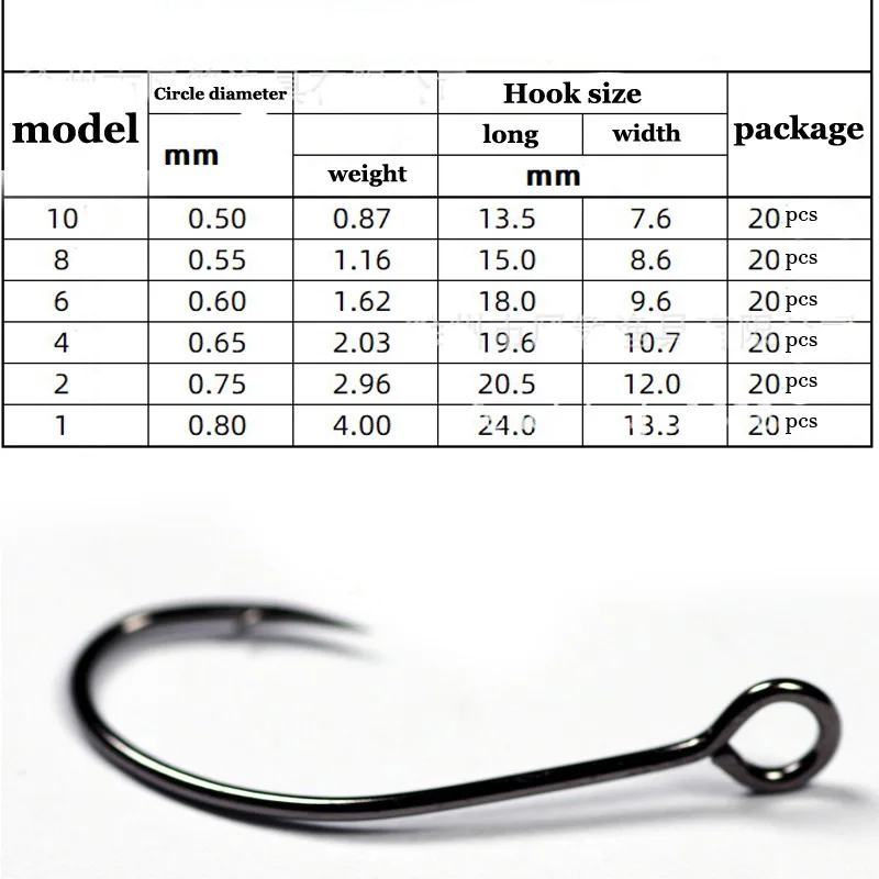 Maruseigo 고탄소 낚시 후크, 물고기 지그 후크, 일본 잉어 후크, 낚시 원형 후크, 플라이 낚시 태클, 20 개