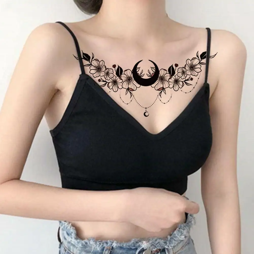 Tatouage Temporaire Sexy Sous la Poitrine pour Femme, Bijoux de Poitrine, Tatouages Imperméables, Modèle en Dentelle de Henné, Autocollants, H8A9