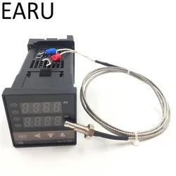 듀얼 디지털 RKC PID 온도 컨트롤러 REX-C100 범용 입력 SSR 릴레이 출력 + M6 프로브 1m 케이블 K typethermocouple Hot