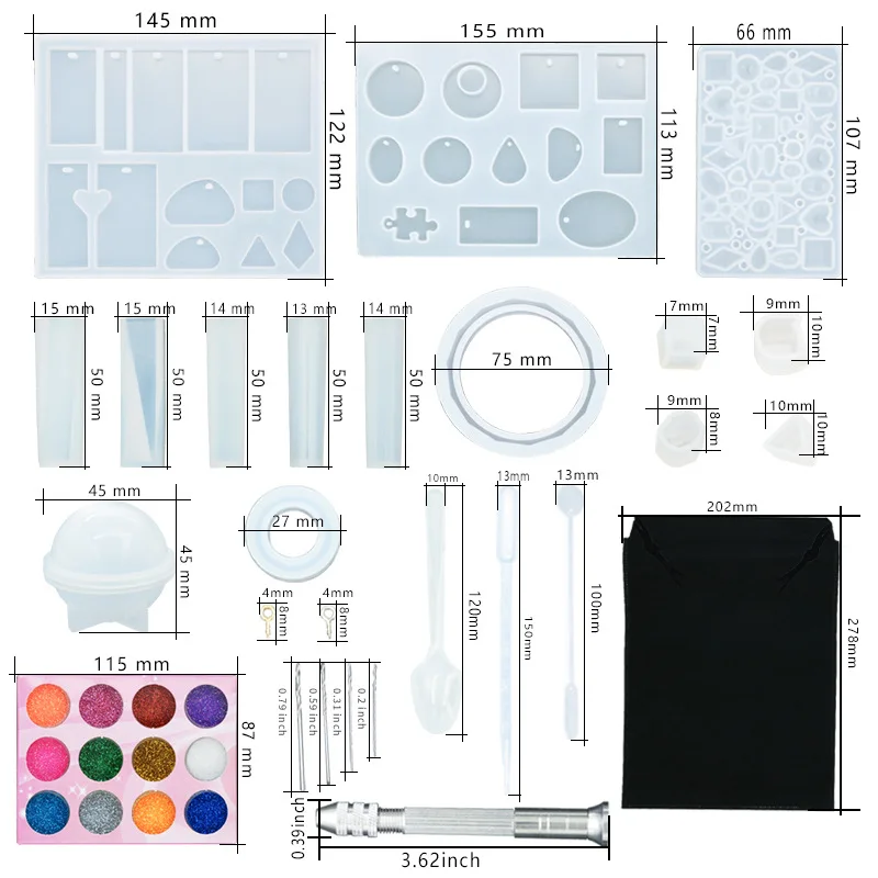 137Pcs Mixed Style Silicone Epoxy Resin Casting Molds UV Tool Set For DIY Pendant Jewelry Making Finding Accessories Supplies