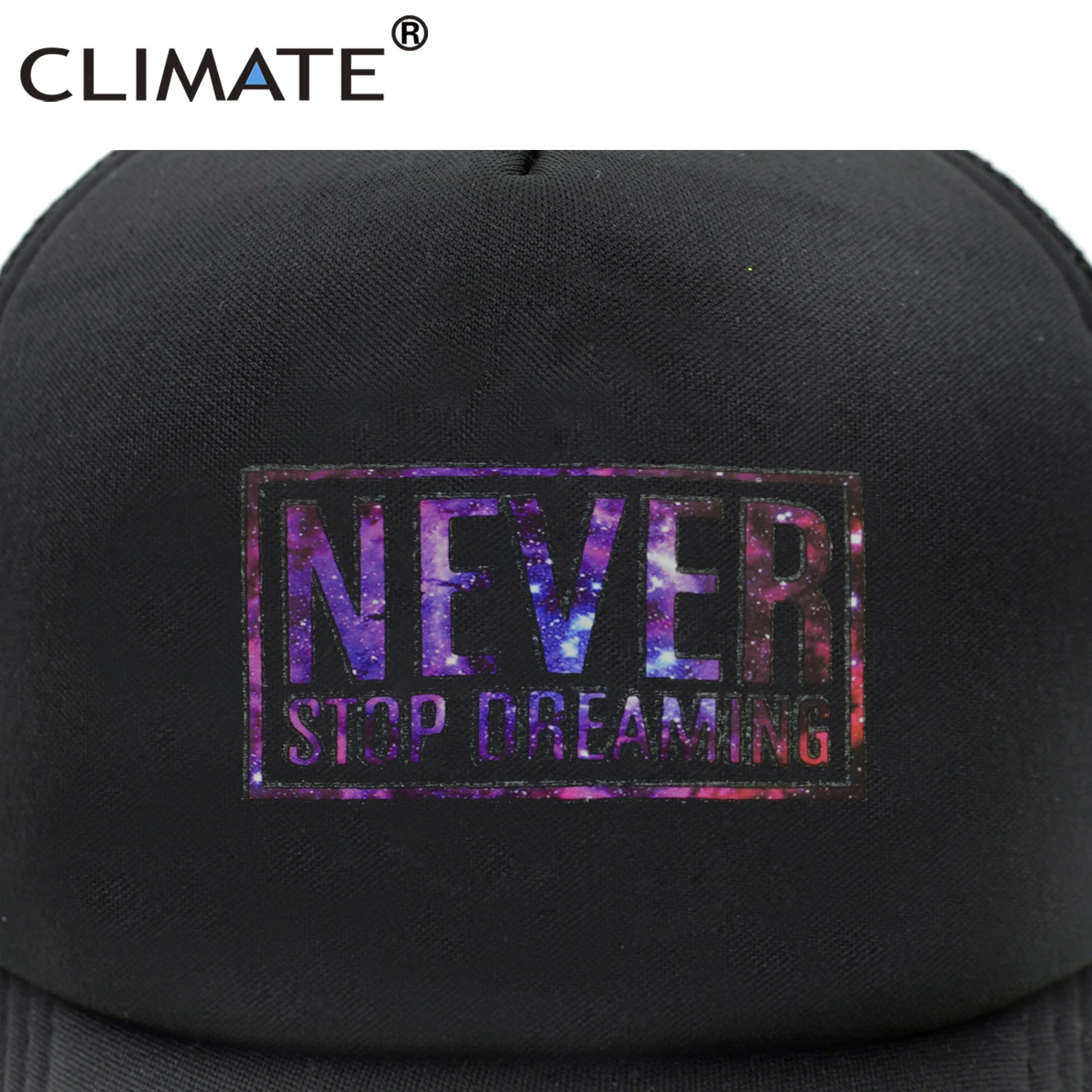 CLIMATE Mesh Cap 3D Stars Never Stop Dream Cool Trucker Cap Youth Black Cap Summer Hip Hop Mesh Trucker Caps Hat for Men Youth