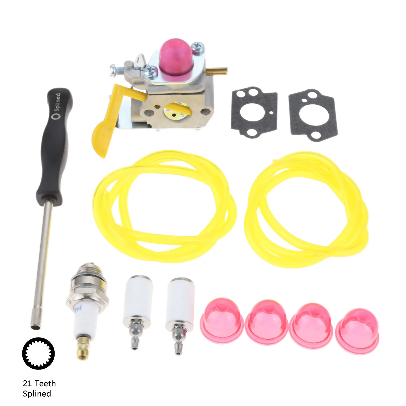 DRELD C1U-W24 545081808 Carburetor + Tune Up Kit Spark Plug fit for Poulan Featherlite Weed Eater String Trimmer Brushcutter