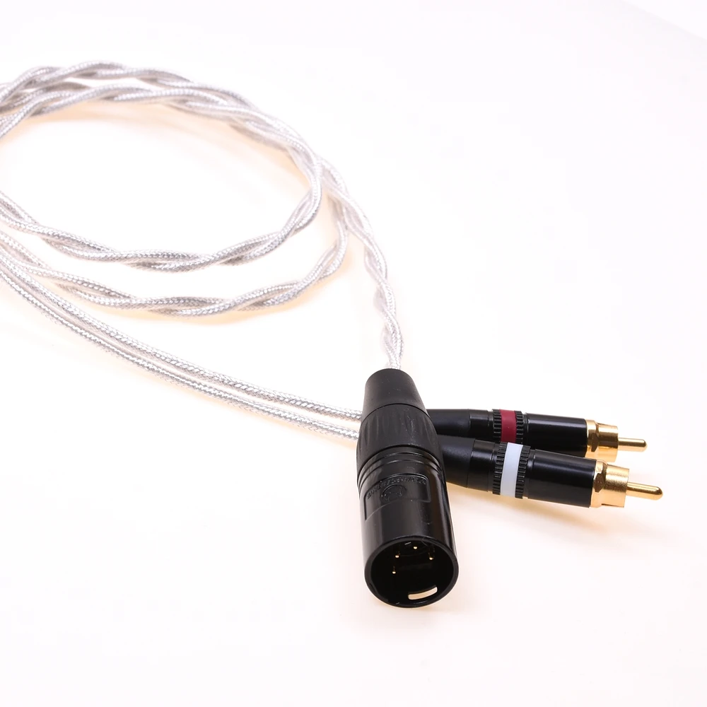 4-контактный XLR-папа на двойной RCA-папа, сбалансированный аудиокабель, посеребренный экранный кабель, аудиоадаптер