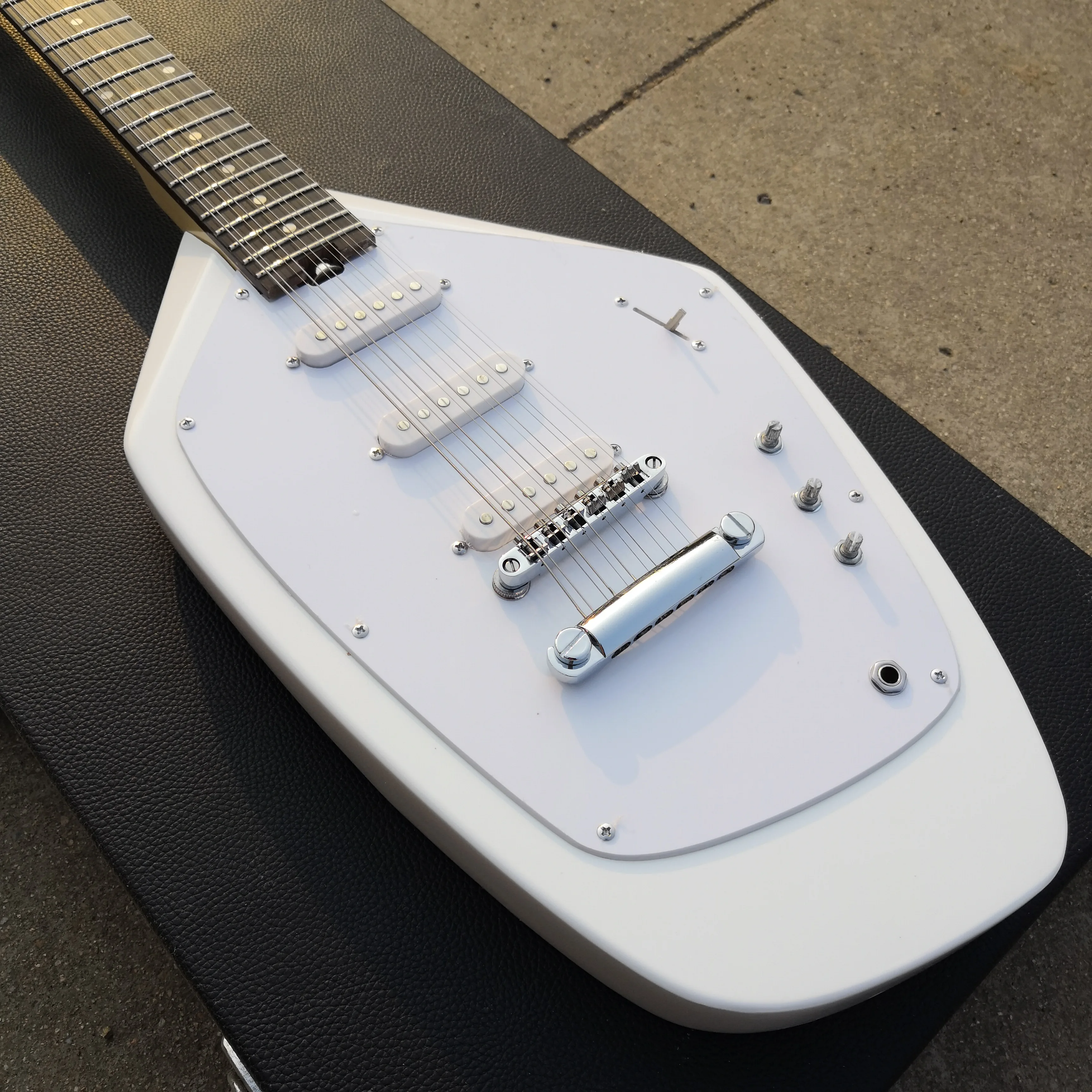 12 string irregular guitar, gemstone white color electric guitar free shipping