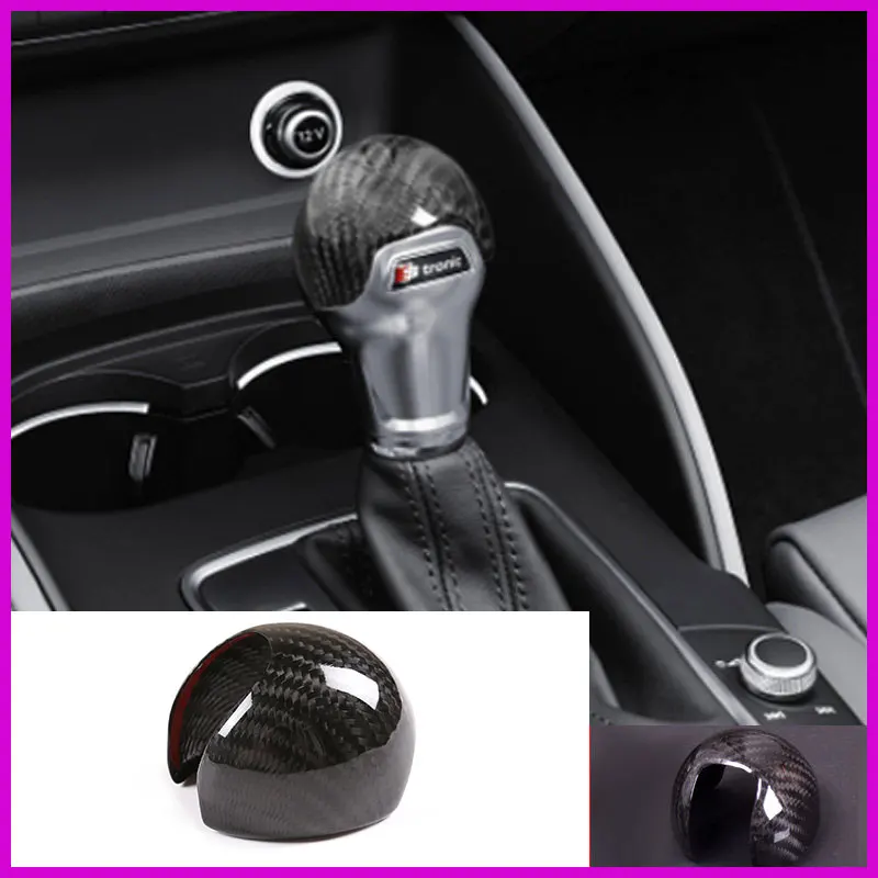 

For Audi 14-20A3/S3 and 10-13A3 Gearshift Head Cover Real Carbon Fiber Shift Handle Frame Cover Sticker Car Interior Accessories