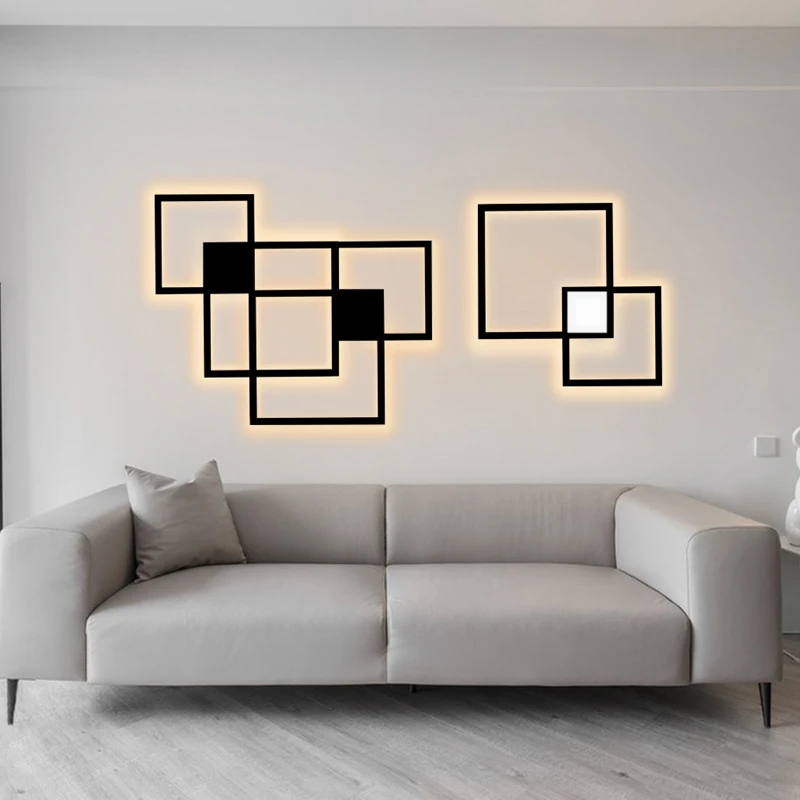 

Modern Minimalist Aluminium LED Wall Lamp 20W Square Black And White Decorative Mounted Sconces For Living Room Bedroom Hallway