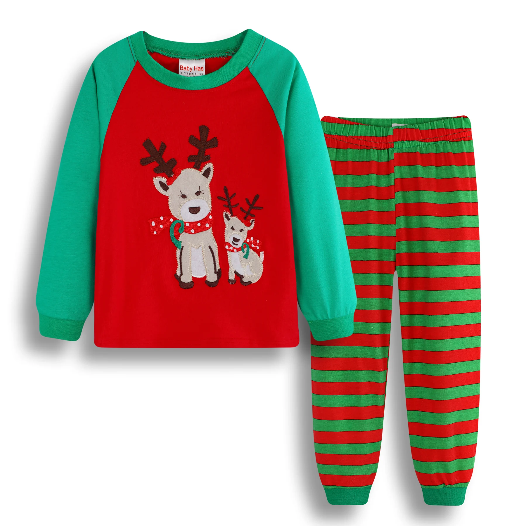 New Boys Girls Suit Christmas Long Sleeve Trousers Household Set Elk deer Cartoon Printed Pajamas dinosaur Cotton Sets Home Wear